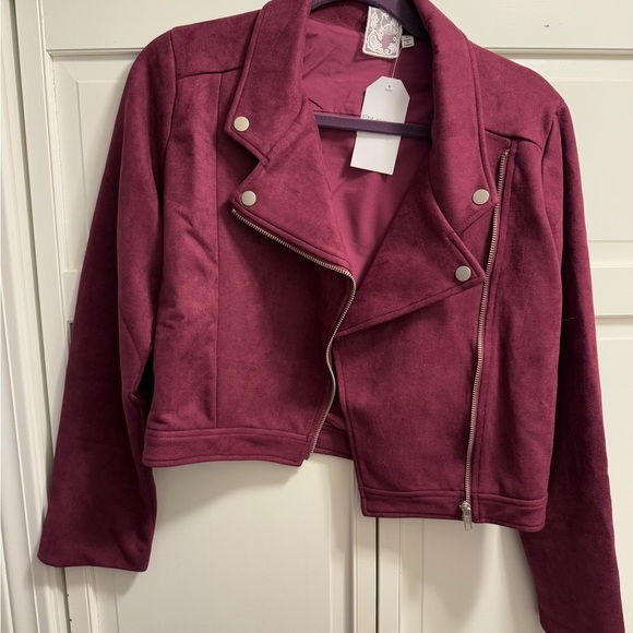 BRAND NEW! Suede Moto Jacket 😎 Purple women’s jacket. Size Medium - Picture 2 of 7